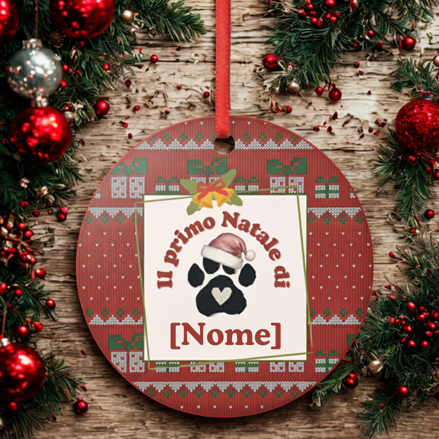 Pallina Natale Ceramica "Il Primo Natale Insieme" | Personalizzata Nome & Zampa 🐾