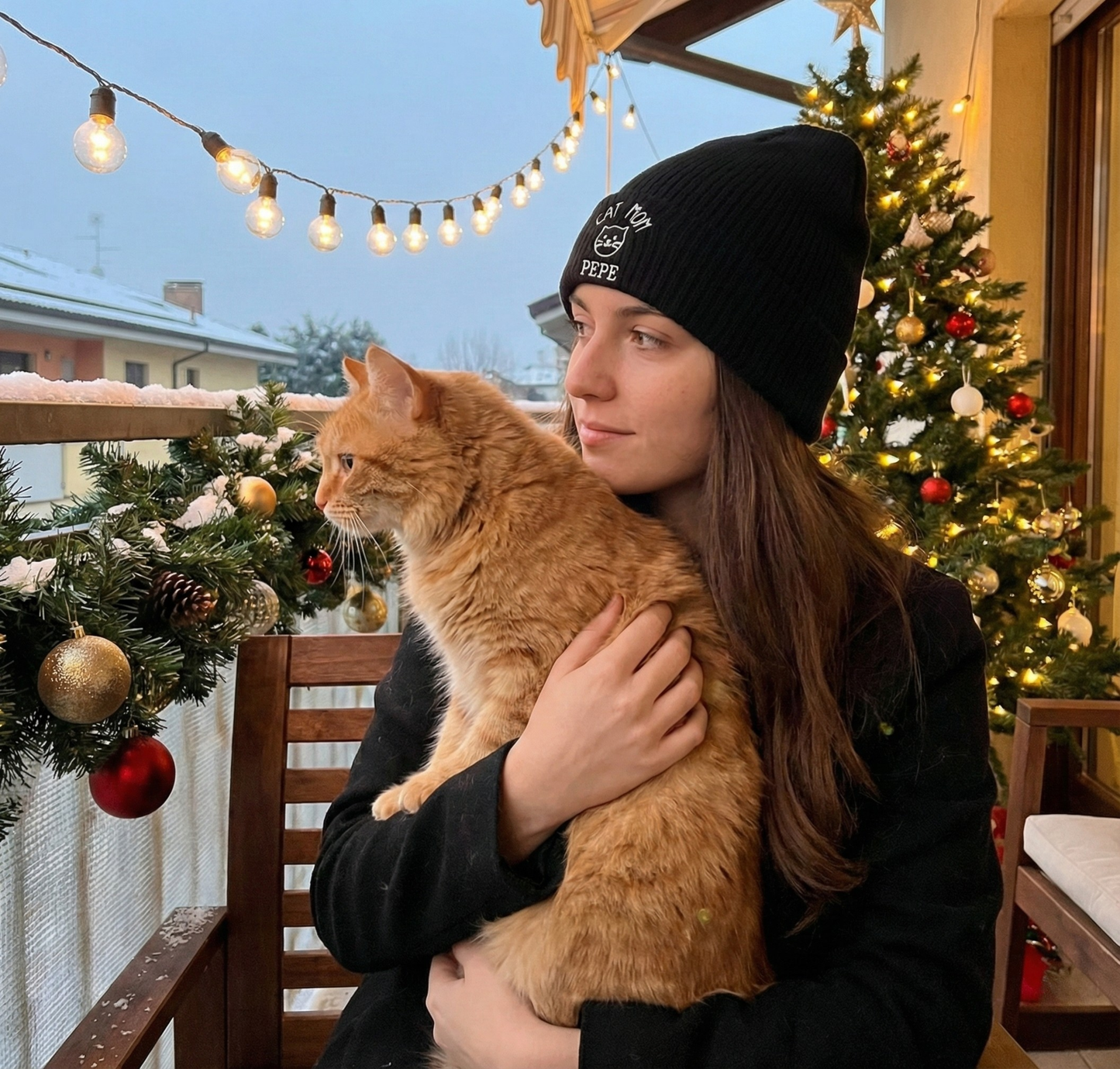 Berretto "Cat Mom" Ricamato personalizzabile con nome | 100% Cotone Bio 🐾