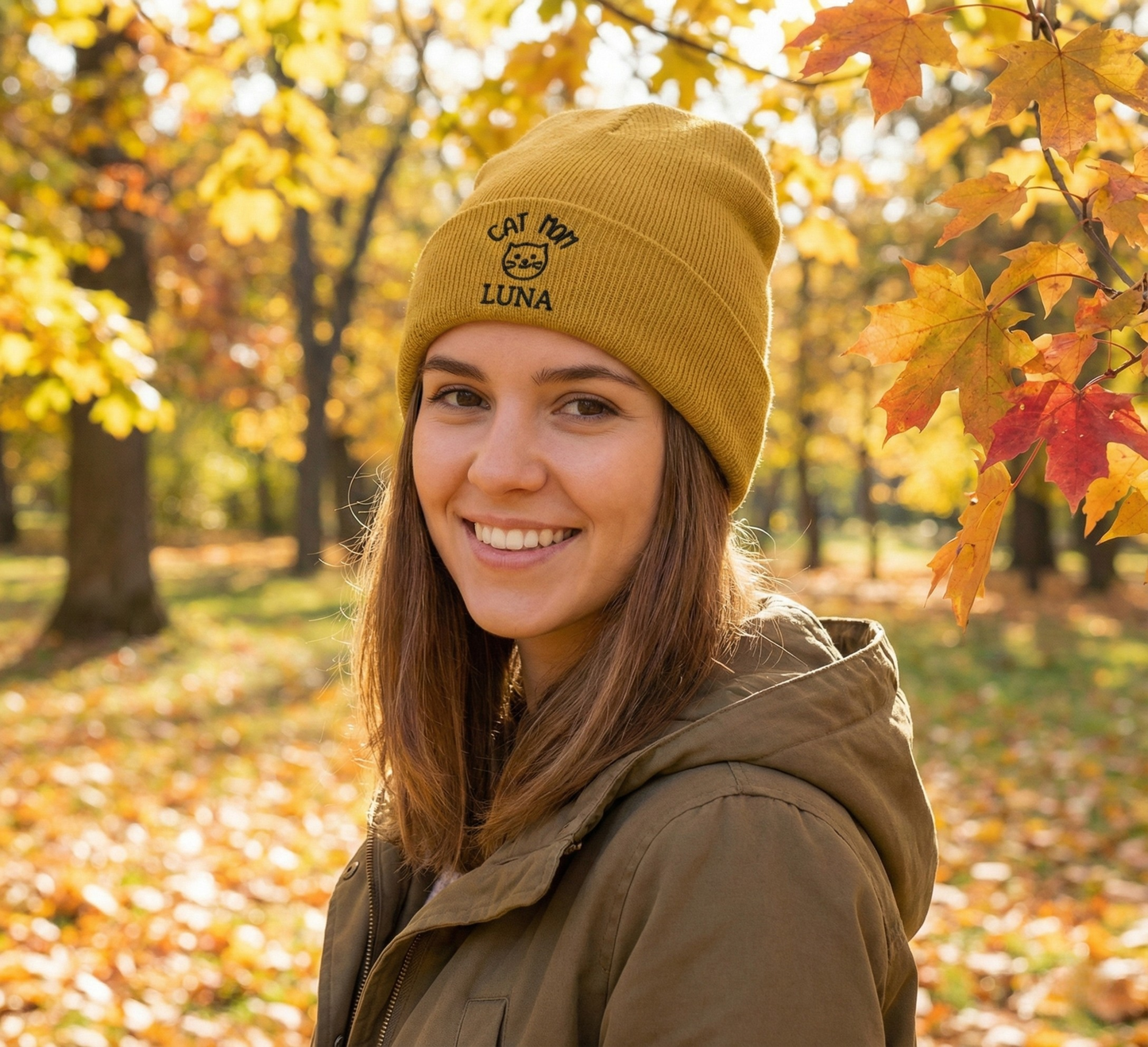 Berretto "Cat Mom" Ricamato personalizzabile con nome | 100% Cotone Bio 🐾