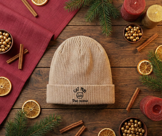 Berretto "Cat Mom" Ricamato personalizzabile con nome | 100% Cotone Bio 🐾